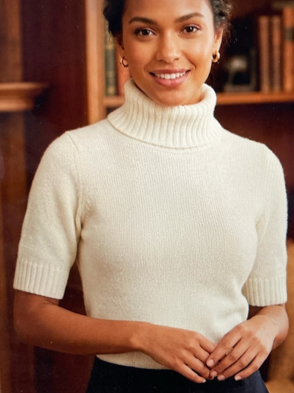 Anthropologie Short Sleeve Wool Blend Turtleneck Sweater S481